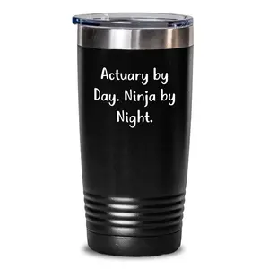 Funny Actuary Gifts from Family for Actuary Friends, Tumbler for Actuary Men, Christmas Unique Tumblers with Quote 'Actuary By Day. Ninja By Night.'