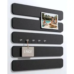 5pcs Felt Pin Board Strip, Self-Adhesive Corkboard Notice Board for Bedroom Office Home Wall Decor, Modern Home Decoration, Stickers Photos Schedule