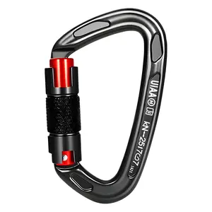 25kn Automatic Locking Climbing Carabiner for Heavy-Duty Use, Professional Rescue Gear, Large D-Shaped Clip for Outdoor Adventures, Rope Carabiner