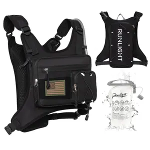 Tactical Hydration Vest with Germany/US/United Kingdom Flag Badges, Outdoor Active Multifunctional Sport Hydration Vest, Reflective Functional Vest for Running and Cycling, Trail Running, Jogging Equipment Gear Accessories