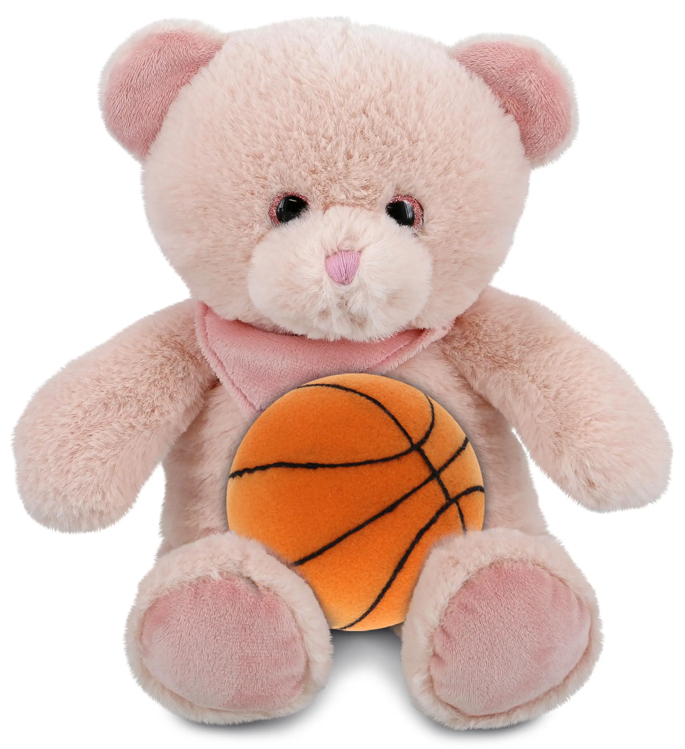 PLUSH BASKETBALL - SUPER-SOFT PLUSH - BABY PINK BEAR 8"