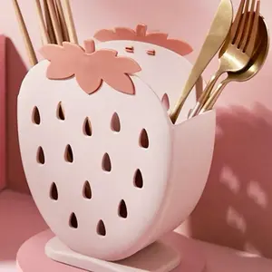 Strawberry shaped utensil storage case organiser