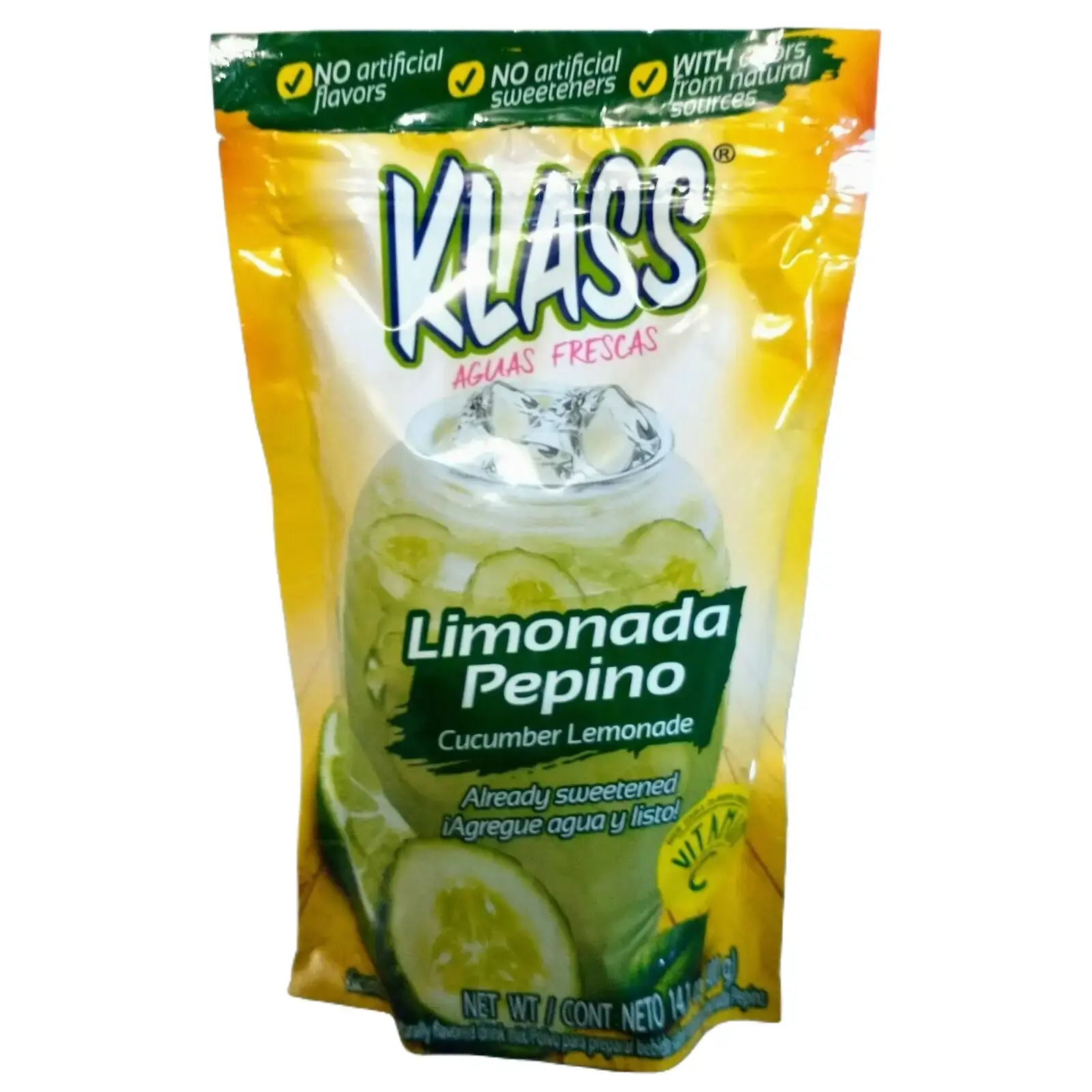 Klass Aguas Frescas Cucumber Lemonade (Limonada Pepino) Drink Mix 14 Oz Package Beverage