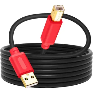 Printer  12Ft, USB 2.0 High Speed -Plated Connectors Printer Scanner  Cord A Male to B Male for , , Lexmark, , Xerox,  etc (12Ft, Red)