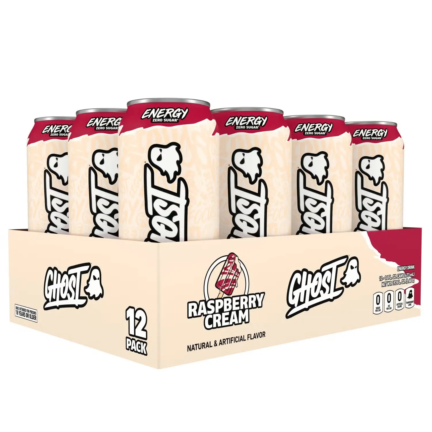 Ghost Energy Focus Drink, Energysport Beverage, 12-Pack Convenience 16oz Cans, 200mg Natural Caffeine, B-Vitamins, 1g Carnipure® Carnitine, Focus Fuel