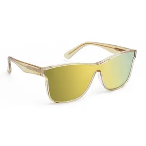 innsol Trendy Unisex Flush Lens Shield Sunglasses | Rimless Futuristic Design | Yellow Gradient Mirror Lens | UV400 Protection | Travel & Everyday Fashion