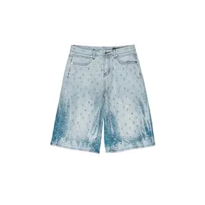 Glit Blue Rhinestone Denim Short