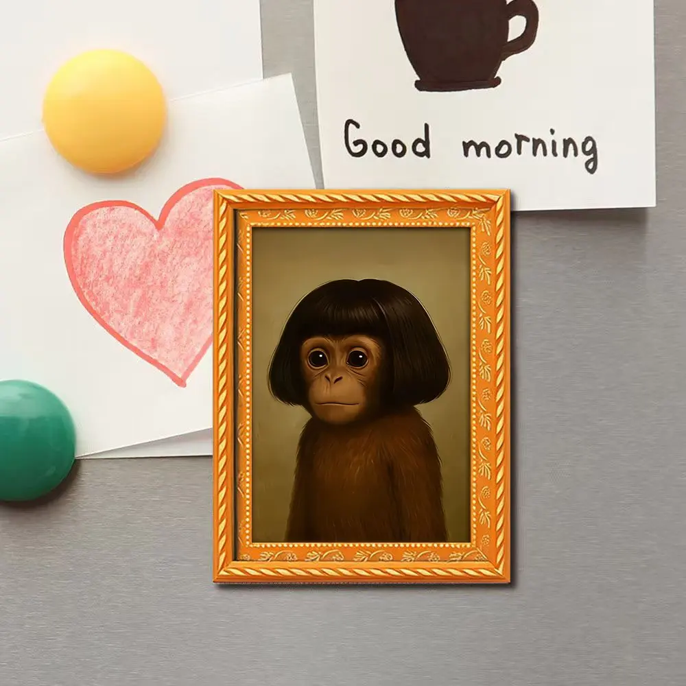 Cute Long Hair Monkey Refrigerator Magnet, Fun Fake Fur Monkey Decorative Accessory, Home Decoration, Perfect Gift for Thanksgiving Christmas Valentine's Day, Animal Magnets, Cute Fridge Magnets