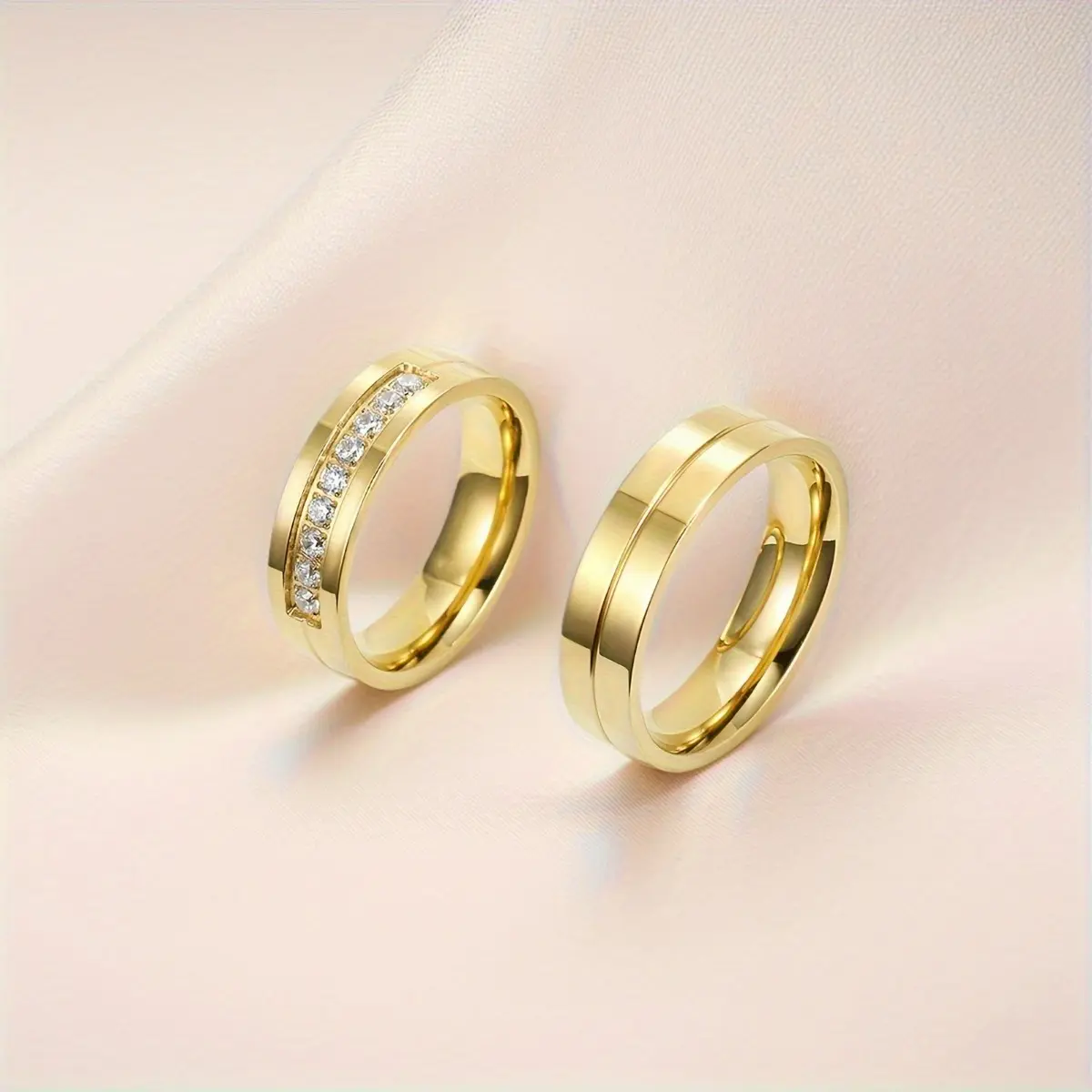 1pc Light-Luxury European-American Minimalist Cubic Zirconia Gemstone Ring - Stainless Steel Unisex Costume Jewelry, Ideal for Daily Wear & Couple Dates, Perfect Gift for Jewelry Lovers