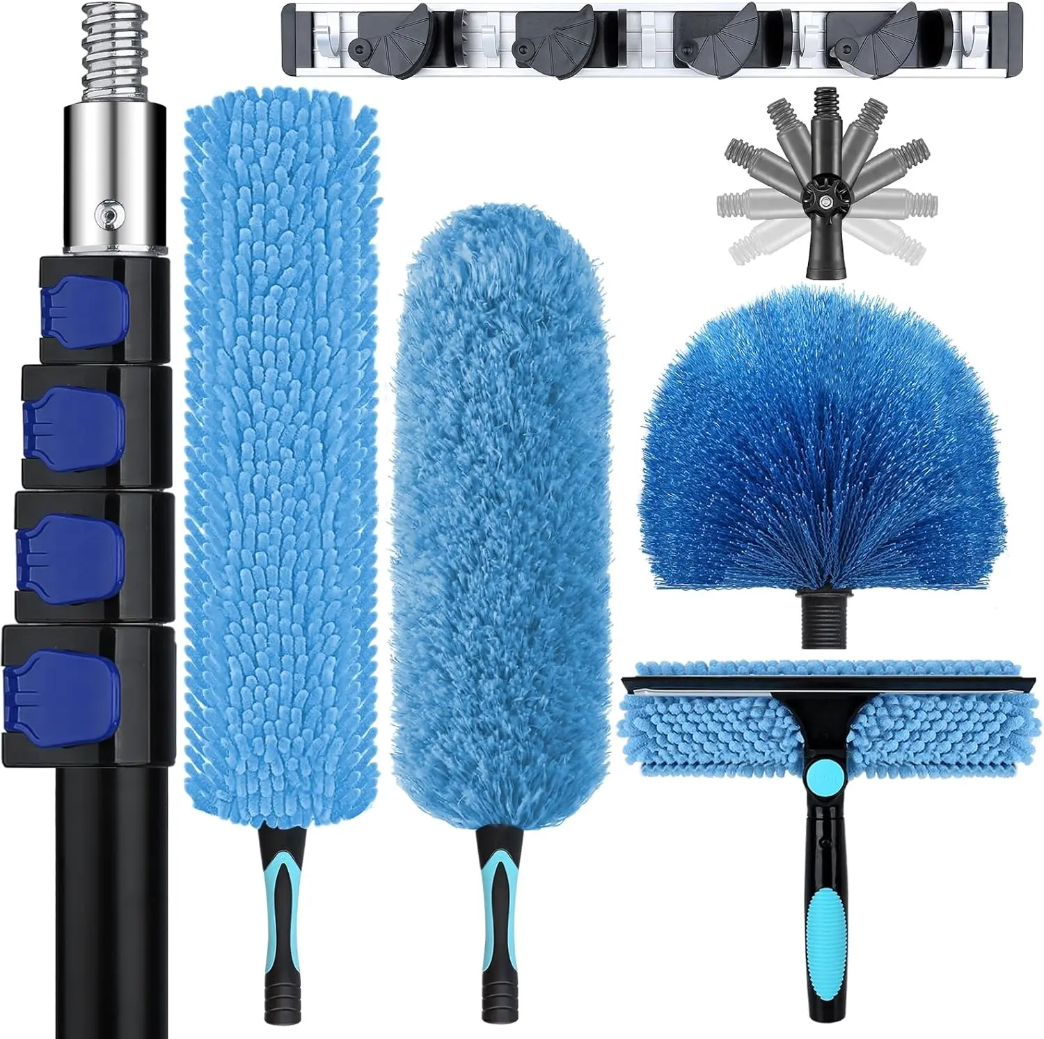 12FT High Ceiling Duster Kit with Extendable Pole – Multi-Function Cleaning Set for Fans, Windows & Hard-to-Reach Areas