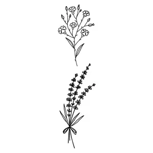 Midnight Fine Line Flower Duo Temporary Tattoo - Set of 2