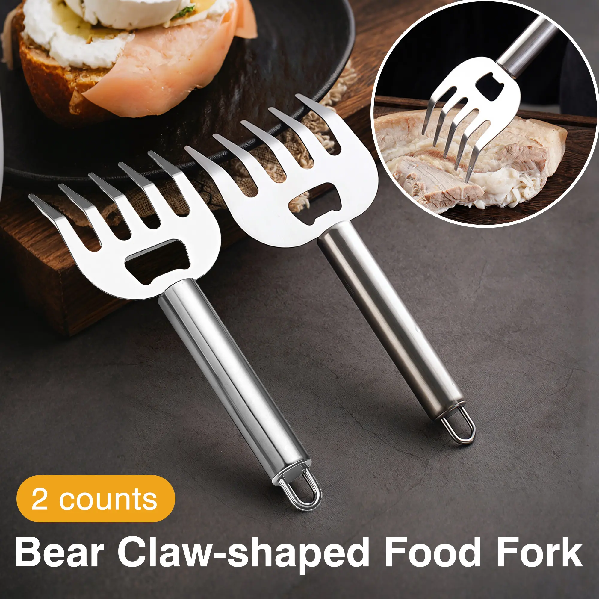 2 Counts bear paw food forks, Super Sharp Barbecue Forks with Secure Grip Handle for Easy Tearing