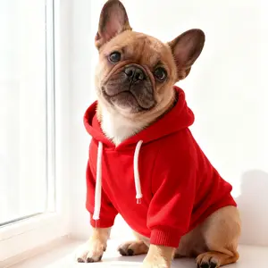 Cozy Hoodie Puppy Sweater（Runs Small/ Size Up) 100% Cotton with Concealed Leash Buckle Chest Pocket Local Shipping for Pets