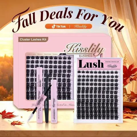 Lush | Kisslily Voluminous Spiky Manga Cluster Lashes Kit - Waterproof, Super Soft, Thin Band, Long-Lasting Daily Volume Eyelash for Adults, Beginner-Friendly DIY Dramatic Lashes #tiktokshopstockup