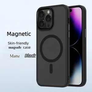 Magnetic Phone cases for iPhone 17 16 Pro Max case Frosted Skin-Feel Durable case for iPhone 11 12 13/14 15 16 17 pro max plus [Compatible with Magsafe] with Anti-Slip Silicone Edge & Matte Black Cove case for iphone 17 Pro Max