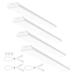 【Summervibes】VEVOR 4FT LED Wraparound Light, 50W, 5500LM Flush Mount LED Shop Light, 4 Pack 6500K Daylight LED Kitchen Ceiling Lighting Fixtures, for Garage Office Laundry Fluorescent Tube Replacement, FCC