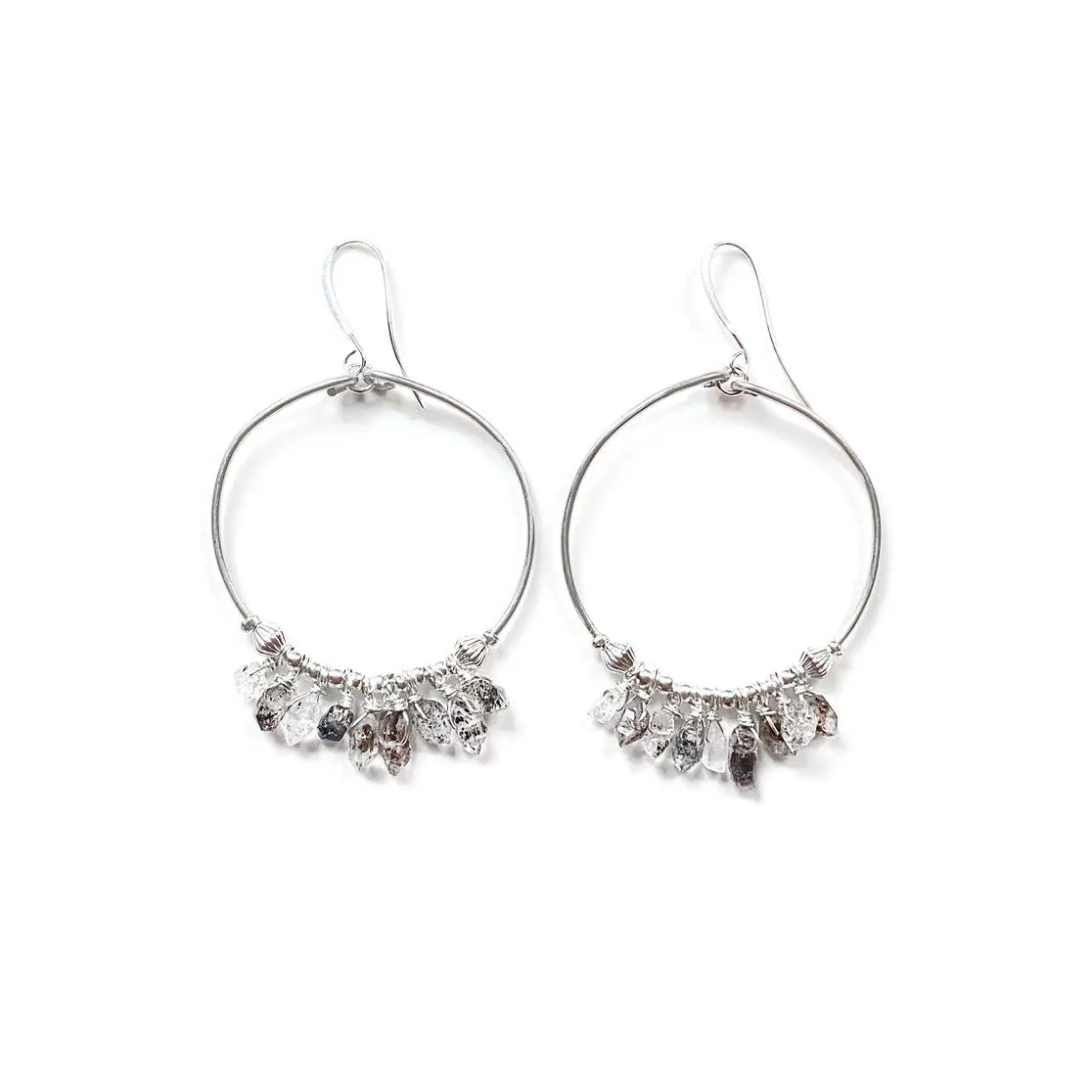 Herkimer Diamond Hoop Earrings, 5"