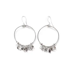 Herkimer Diamond Hoop Earrings, 5"