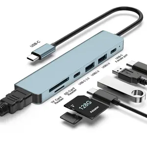 7-in-1 USB Hub for Laptops & Desktops,USB 3.0/2.0 Docking Station with HDTV,PD Charging, SD Card Reader, and 7 Ports for U Disk, Hard Disk, Mouse, Docking Station for Laptop | Device Charging Station