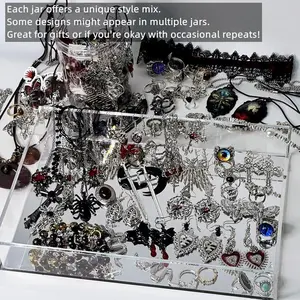 Mysterious Jar, 15-45 Pieces Surprise Gothic Style Box Women's Gift Set Gothic Witch Punk Lace Earrings Ring Bracelet Bangle