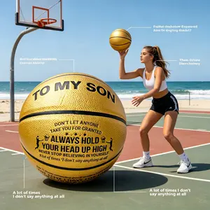 Personalized "To My Son" Basketball - Inspirational Engraved Basketball Gift for Son from Dad/Mom, Official Size 7, Perfect for Indoor & Outdoor Play