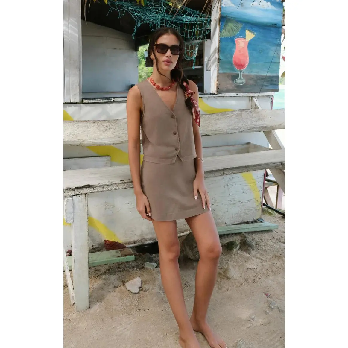 Z Supply: Gail Jersey Mini Skirt in Perfectly Taupe