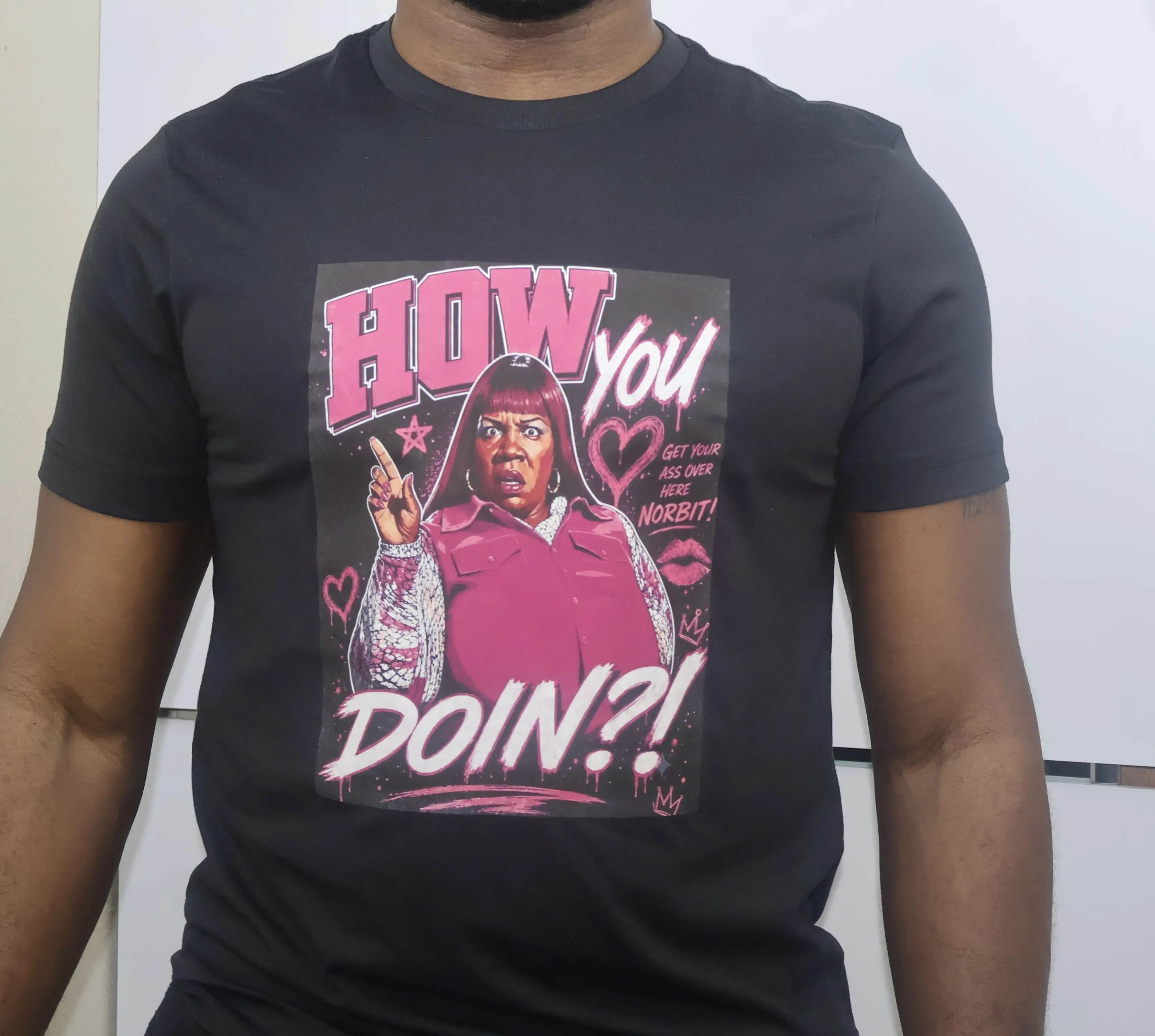 Women's Casual Crewneck T-Shirt, Rasputia "How You Doin?!" Design