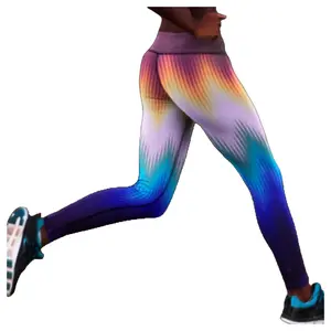 Ridged Ombre Leggings - Blue Rust Red White Gradient Women's High Waisted Stretchy Comfortable Activewear Athleisure Fitness Gift Yoga Pants
