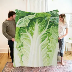 1pc Cabbage Print Cozy Throw Blanket, Super Soft Flannel Material, Skin-Friendly Warm and Cozy, Foldable Portable, Multi-Functional for Bed Sofa Office Nap Outdoor Camping
