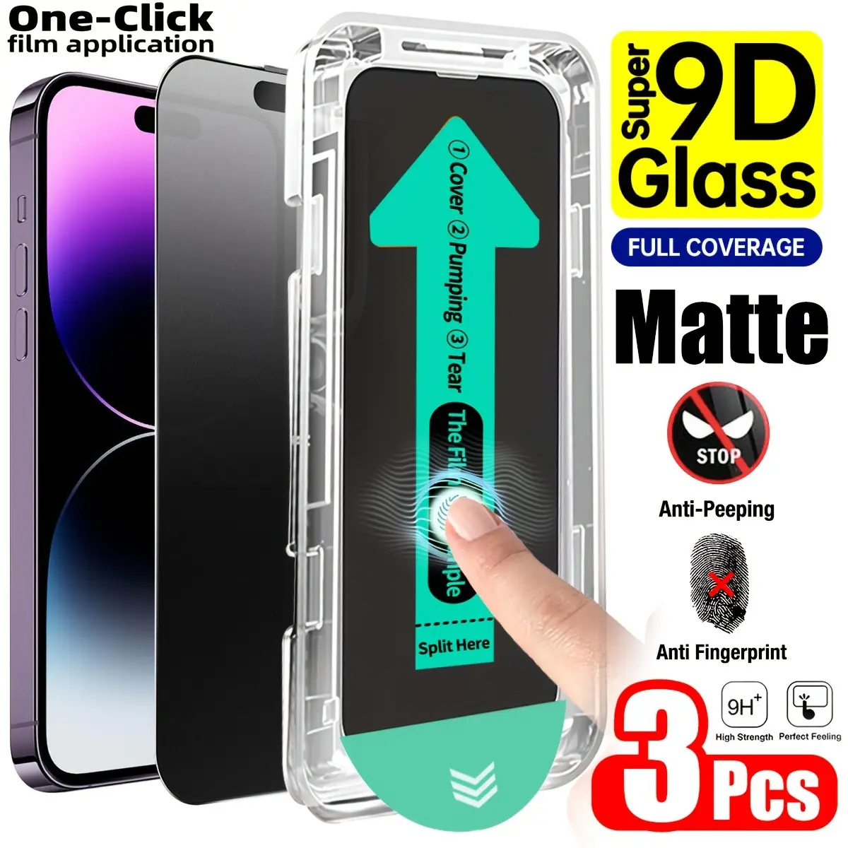 3-Pack Matte Anti Spy Privacy Tempered Glass Cellphone Screen Protector, Protective, Fingerprints & Peep-Proof, Auto Dust-Free, Bubble-Free, Easy Install Accessories for iPhone iPhone 17/17 Air/17 Pro/17 Pro Max/16/16E/15 Plus/14/13/12/11/XRModels