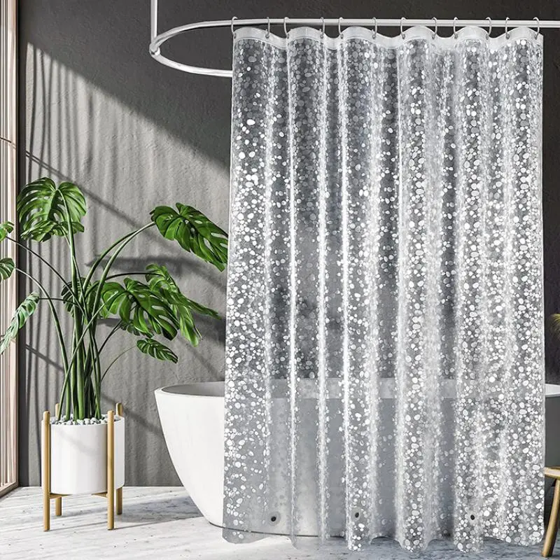 Clear Stone Pattern Shower Curtain Liner with Magnets, 1 Count Magnetic Geometric Aesthetic Decorative Shower Curtain with Plastic Curtain Rings, Bathroom Supplies for Home Hotel RV Gym, Bathroom Decor, Bathroom Shower Equipment