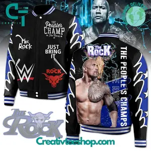 The Rock Wrestling Baseball Jacket, Retro WWE Inspired Varsity Outerwear, Vintage Sports Fan Apparel