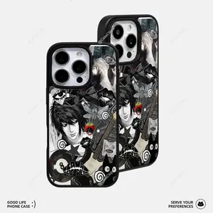 Edgy Anime Collage Phone Case: Gothic Manga Art with Guitar, Strawberries & Mysterious Characters – Perfect for TikTokers into Alternative, Dark Aesthetics iPhone16promax 15 14 13 12 s25 s24 s23