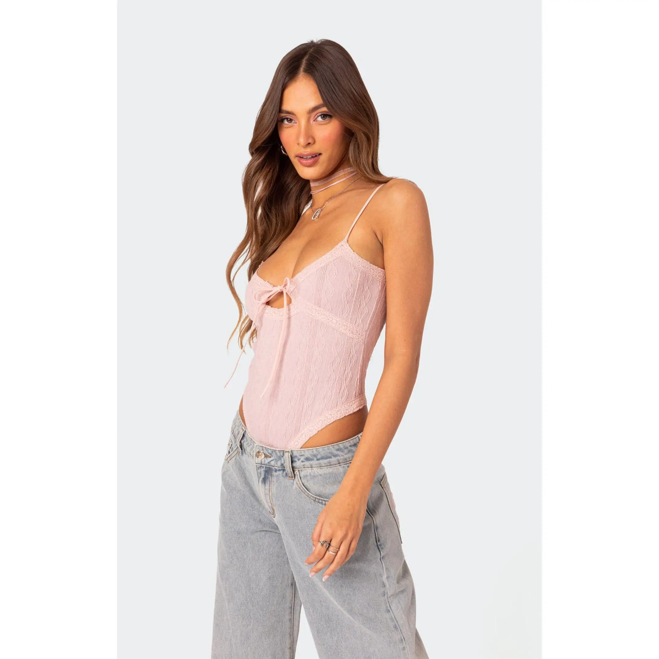 Edikted Women's Lacey Knit Cut Out Bodysuit