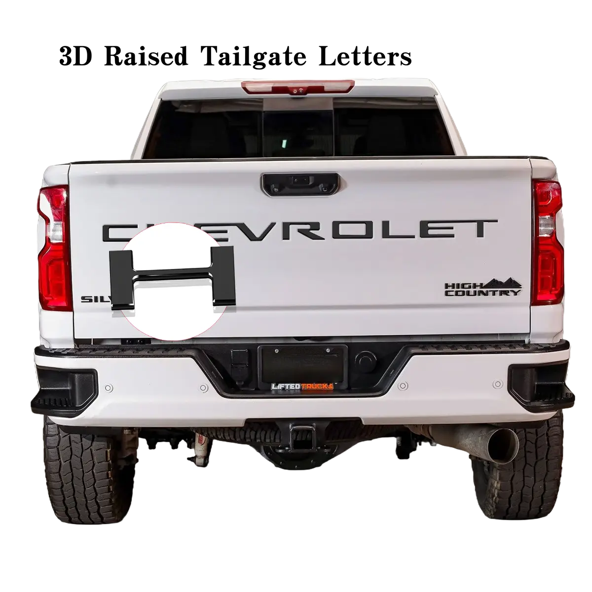 3D Tailgate Letters Insert for 2019-2025 Chevy Silverado, ABS Engineering Plastics Decal for Cars, 3M Strong Back Adhesive Sticker for Cars, Weatherproof Anti-Fade Factory Look Vehicle Accessories, Car Decorative Sticker