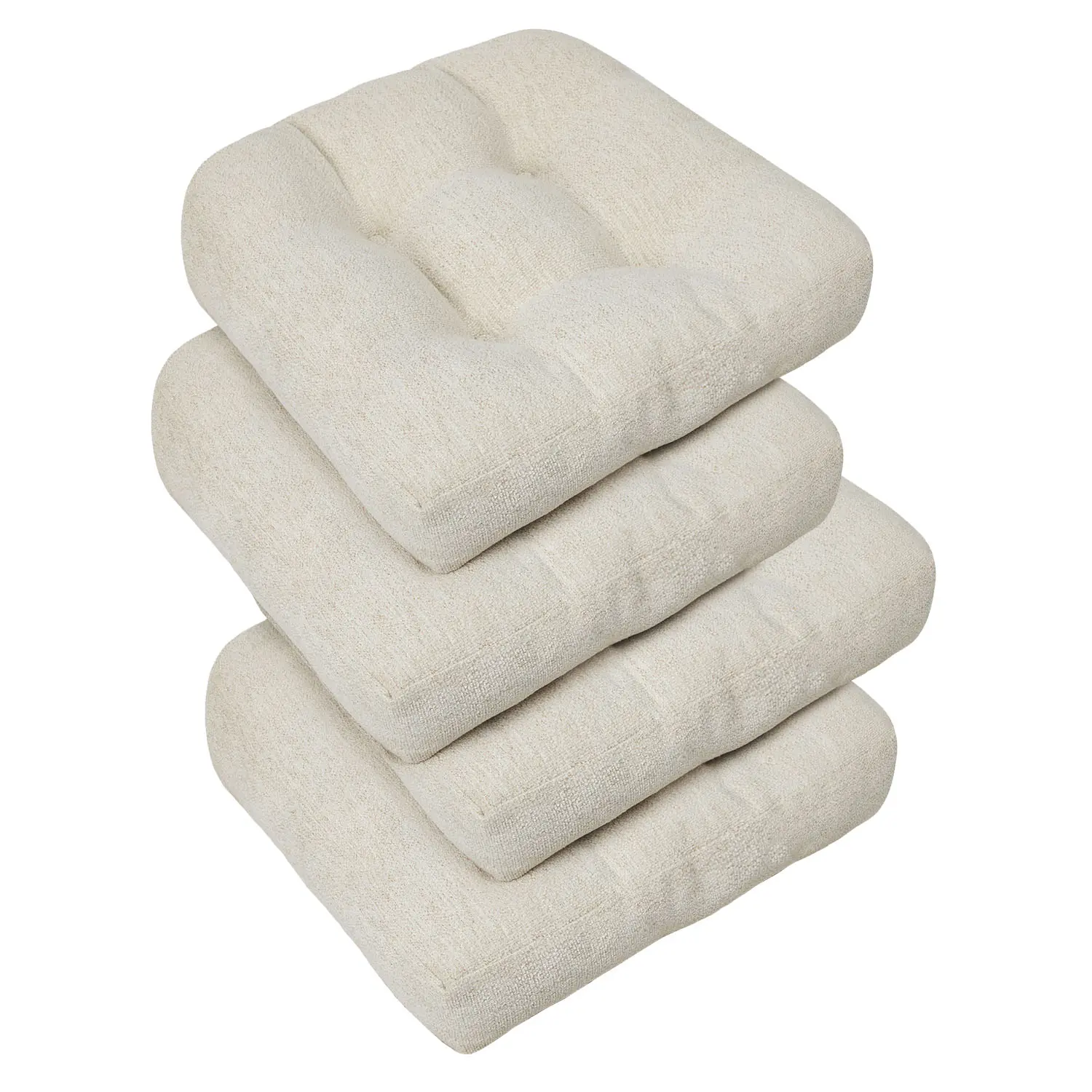 【Back to School】Downluxe Chenille  Dining Chair Cushions, Tufted Indoor Chair Pads with Non-Slip Bottom, U-Shaped Kitchen Chair Cushions, 17"x17"x4"