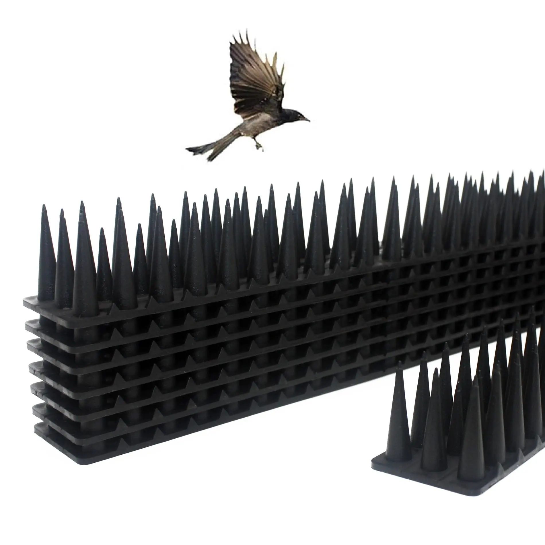 High-Quality PP Bird Spikes - Flexible, Bendable Pigeon, Woodpecker, Crow Deterrent for Outdoor Balcony, Patio, Window, Gutters, Ledges - Easy to Install, Black