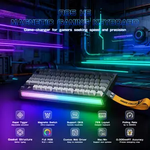 ATTACK SHARK R85 HE Rapid Trigger Keyboard Magnetic Switch with Custom Lightbox 75% Wired 8KHz Magnetic Keyboard With Custom Lightbox, 0.005mm RT Accuracy, Support RT/Snap Tap/DKS/MT/TGL