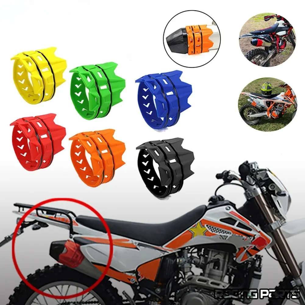 Rubber Universal Motorcycle Exhaust Protection Cover - Strong and Pliable, Heatproof, Abrasion-Resistant Muffler Guard for KTM SX EXC Motocross & Most Off-Road Dirt Pit Bikes