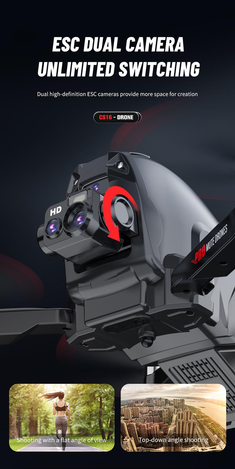 CS16 4K Camera Drone with 4K Camera Intelligent Obstacle Avoidance Powerful Motor Quadcopter for Aerial Photography Brushless Flight Power