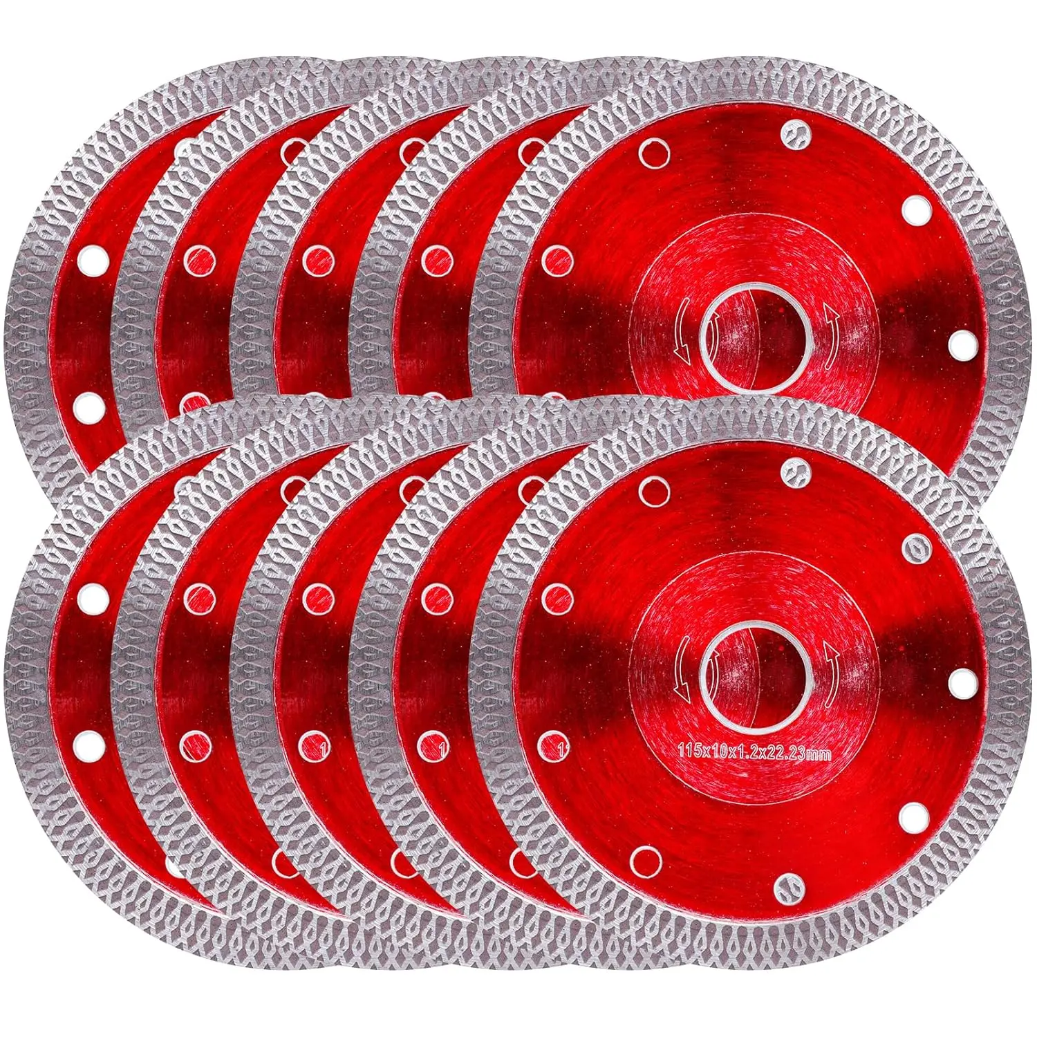 10Pcs Diamond Saw Blade Diamond Cutting Wheel for Angle Grinder & Tile Cutter, 4-1/2" Super Thin Disc with Extended Blade Life, Clean Edges, Cutting Precision for Brick & Block Cut, Ceramic, Porcelain Tiles, Granite, Marbles, Concrete, Stone, Longer Blade
