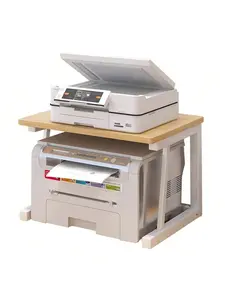 Desktop Printer Stand, 2 Tier Wood Printer Shelf, Under Desk Small Table For Scanner, Copier, Small Space Storage Organizer For Home Office Kitchen