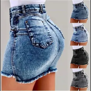 2025 New Tight Denim Shorts European and American StyleSlim Fit jean shorts pockets Tops Summer Fashion Womenswear