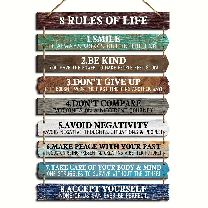 Inspirational Wooden Wall Decor Set, 30x4 Cm, 9 Pieces, Motivational Quotes, Home & Office Decoration, Wall Ornaments, Wall Art Hanging, Decorative Wall Decor, Room Decor Inspirational, Unique Gift Idea
