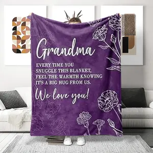 Cozy Grandparent Blanket, Soft Flannel Nap Blanket, Shawl Blanket, Small Cover Blanket, Heartwarming Blanket Gift, Perfect Gift for Grandma, Soft Comfy Blanket