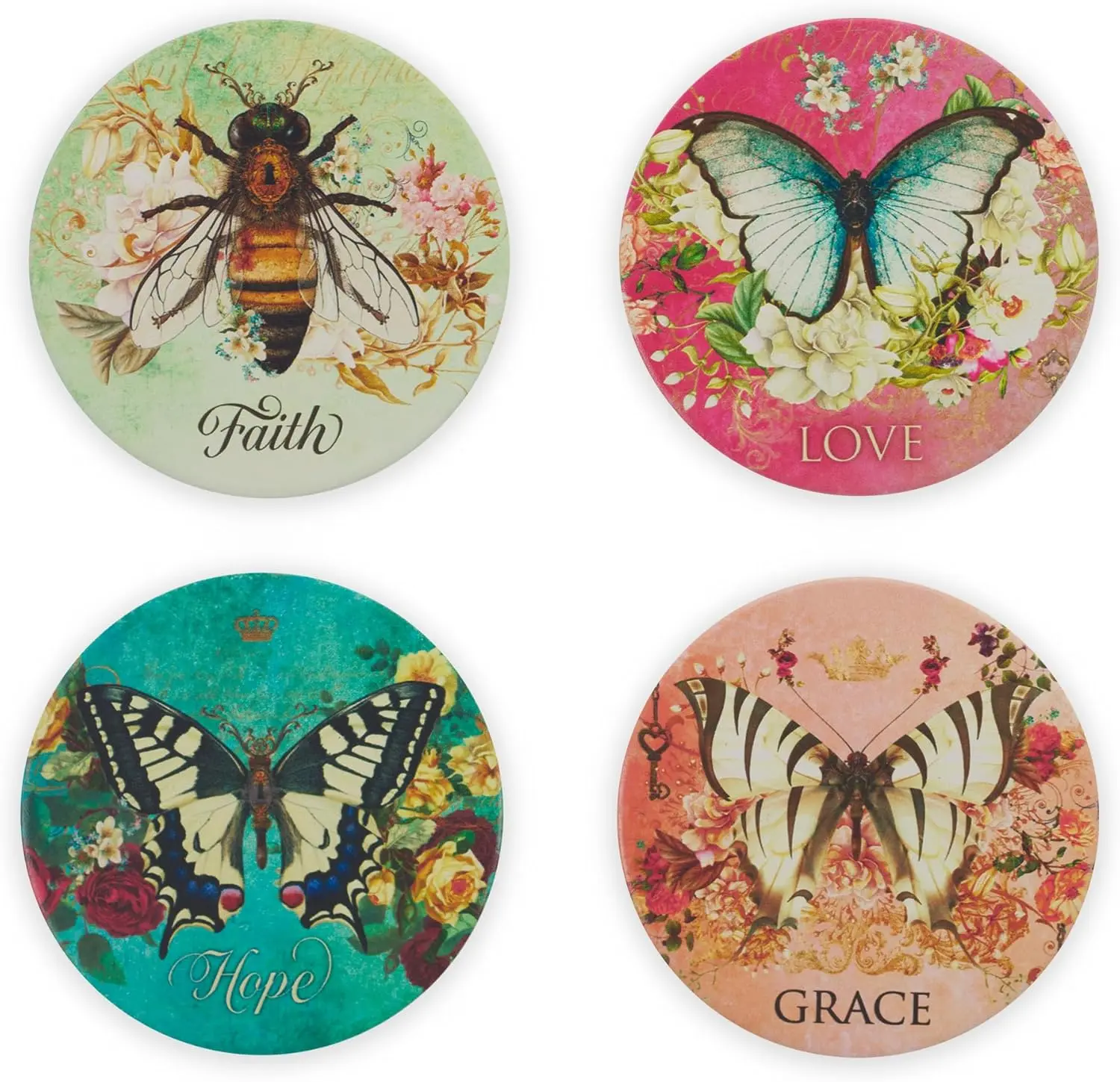 Secret Garden 4-piece Ceramic Coaster Set
