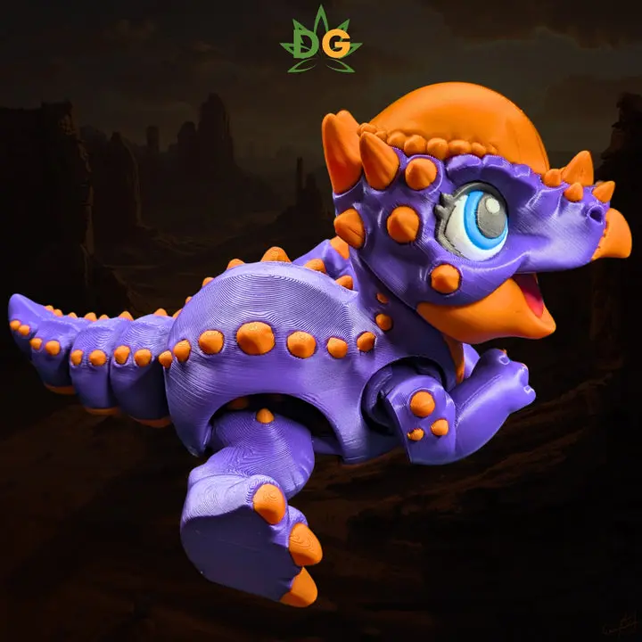 DG Articulated Cute Baby Pachycephalosaurus Collectible Figure for Boys, Dragon Egg Dinosaurs & Prehistoric Creatures Toy with Durable Joints for Display