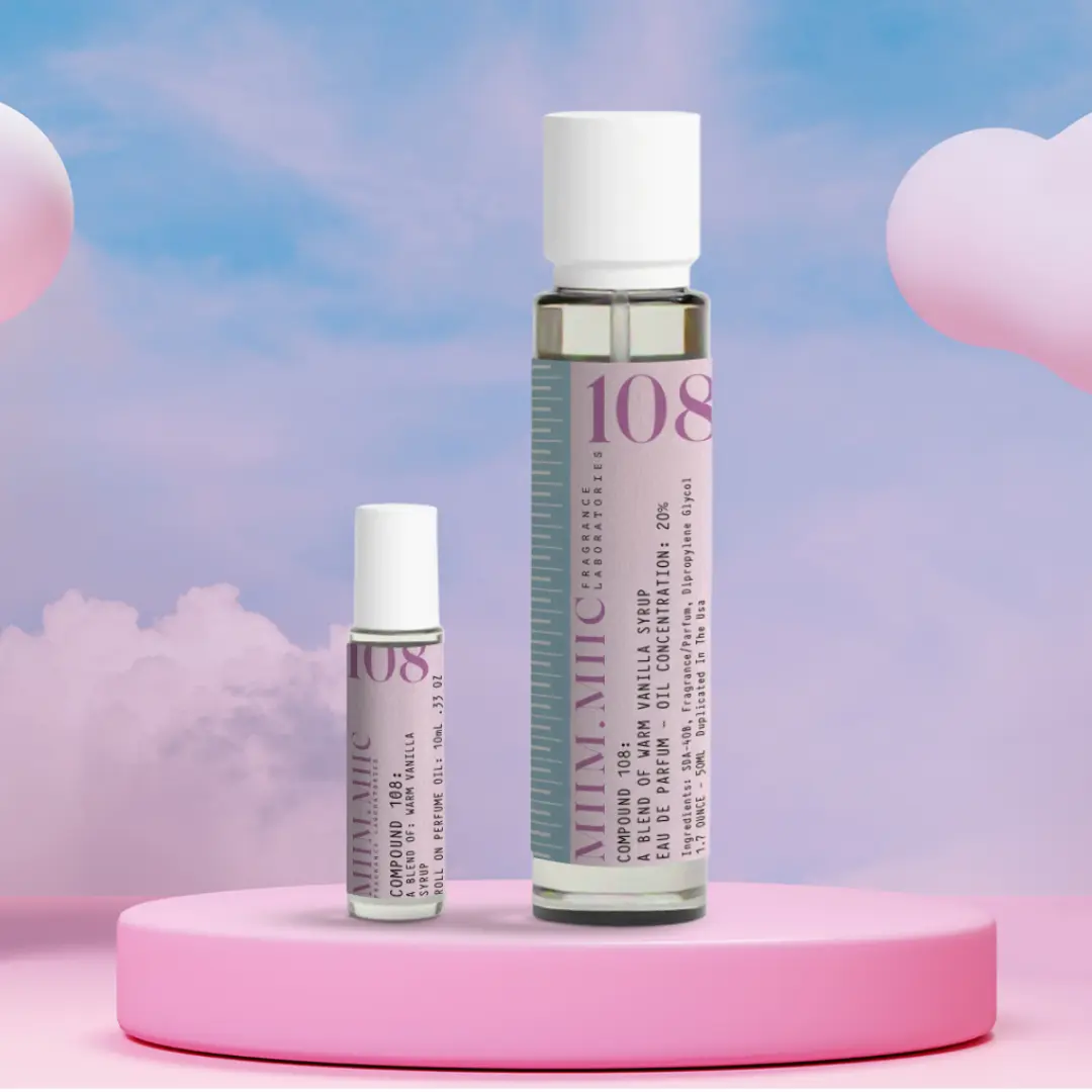 MIIM.MIIC No 108 Warm Vanilla Syrup Perfume Duo Set with EDP Spray & 10ml Roll-On, Long-Lasting Sweet Floral Scent with Lavender & Citrus Notes, Unisex, Floral Citrus Sweet