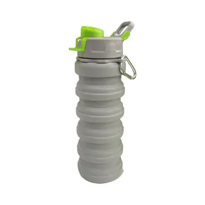 Food-grade silicone folding water cup, 500ml large-capacity leak-proof portable water cup, retractable storage, universal for outdoor camping/commuting/travel