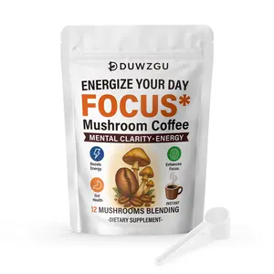 DUWZGU USDA Organic 6 Adaptogenic Mushroom Powder with MCT Oil, USA-Grown Dietary Healthcare Supplement for Natural Energy, Brain Health, 30 Servings (Turkey Tail, Shiitake, Lion's Mane)